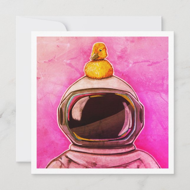 Astronauta com Pato Bebê - Mini Impressão (Frente)