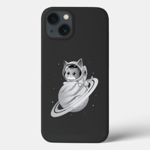 Astronauta de Gato Espacial com Planeta Saturno