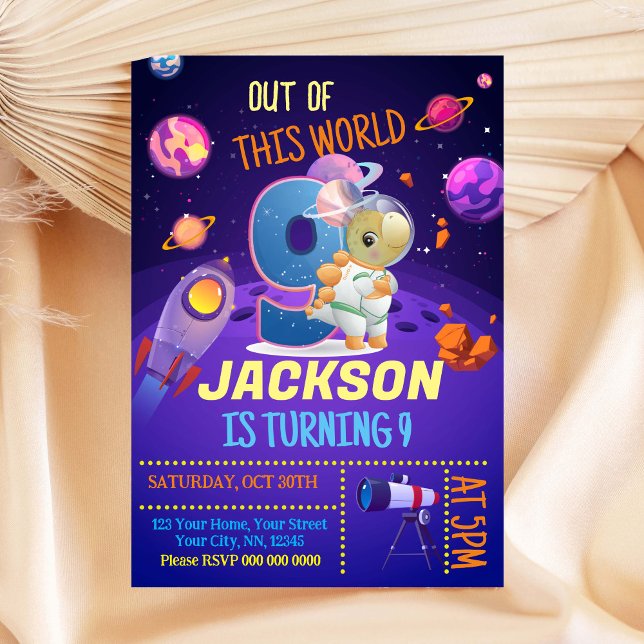 Astronauta do Dinossauro 8º Convite de Aniversário (Criador carregado)