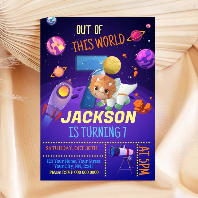 Astronauta do Dinossauro 8º Convite de Aniversário (Criador carregado)