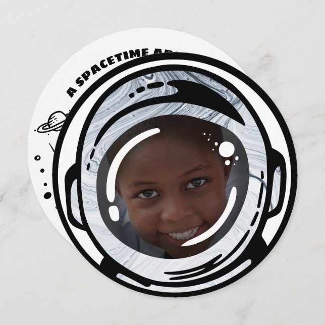 Astronauta do Espaço Exterior Convites Fotográfico (Frente/Verso)