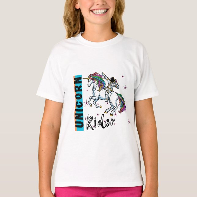 Astronauta em unicórnio neste design de camiseta  (Frente)