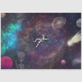 Astronauta Flutuante em Papel de Decoupage Espacia