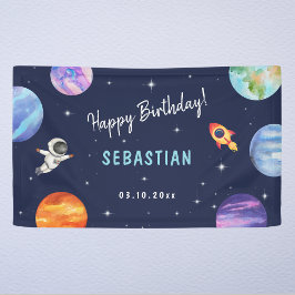Astronauta Galaxy Birthday Blue Bem-vindo