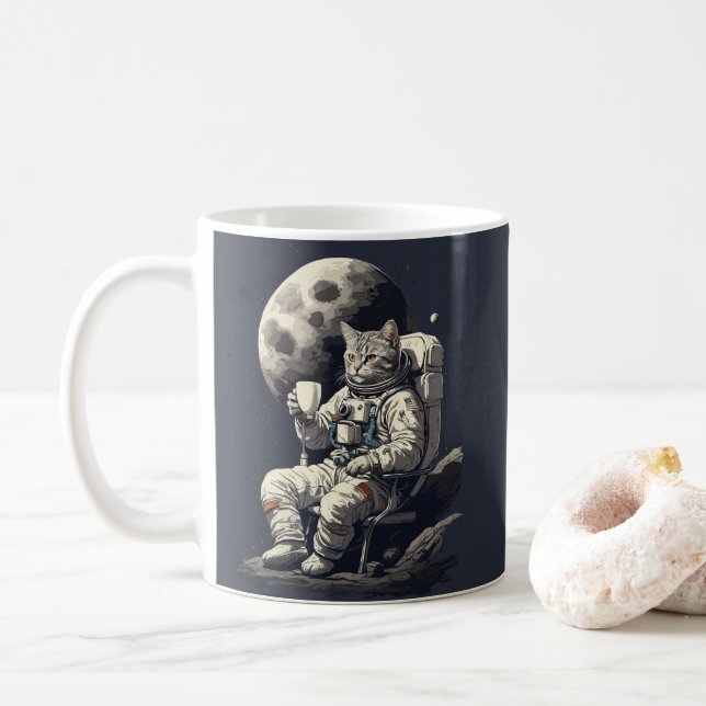 Astronauta Gato com Xícara de Café (Com Donut)
