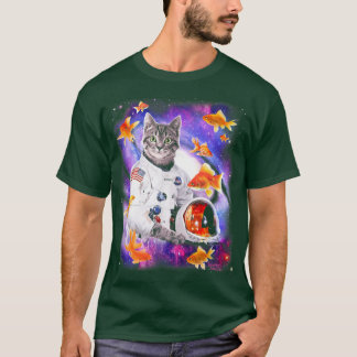 Astronauta Gato em Camisas Engraçadas no Espaço Có