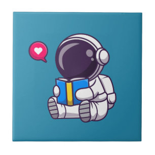Astronauta lendo livro crianças bonitinhas