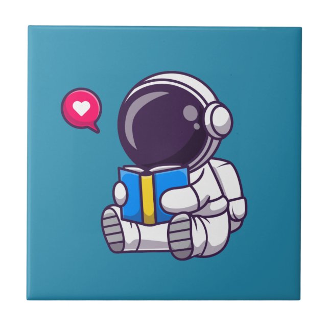 Astronauta lendo livro crianças bonitinhas (Frente)