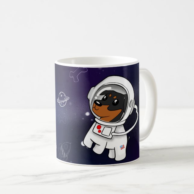 Astronauta mínimo do Pin na caneca de café do (Frente Esquerda)