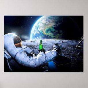 Astronauta na Lua com cerveja - poster