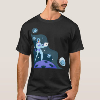 Astronauta No Design de Camisa Espacial T