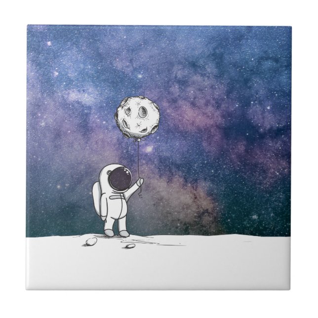 Astronauta no espaço com balão da lua cosmos estre (Frente)