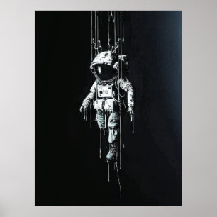 Astronauta no Espaço Galáxia Derrubando Poster