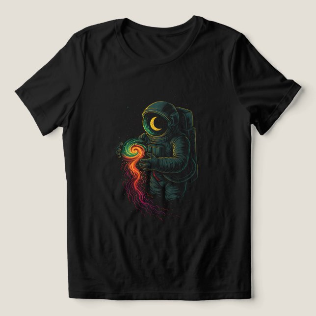 Astronauta Segurando uma Espiral Cósmica (Design frontal)