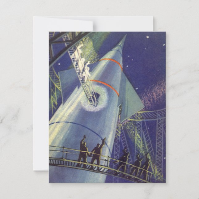 Astronautas de Ficção Científica Vintage em Nave E (Frente)