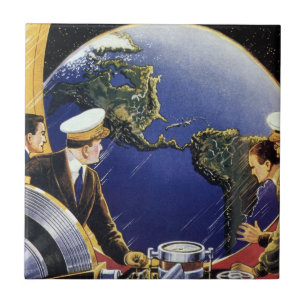 Astronautas de Ficção Científica Vintage Orbitando