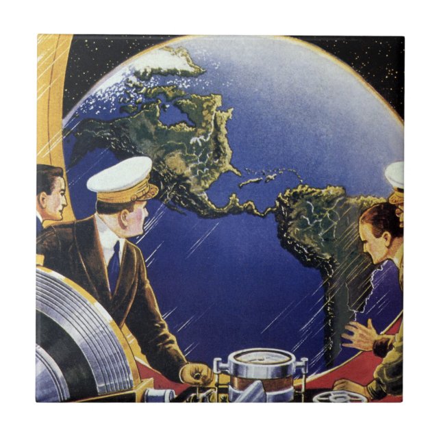 Astronautas de Ficção Científica Vintage Orbitando (Frente)