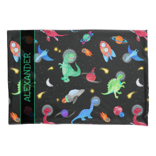 Astronautas Dinossauros Aquarela No Espaço Preto