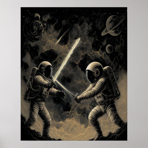 Astronautas Dueling Poster - Arte de Muro de Batal