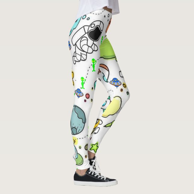Astronautas Espaçonaves Alienígenas Leggings (Direita)