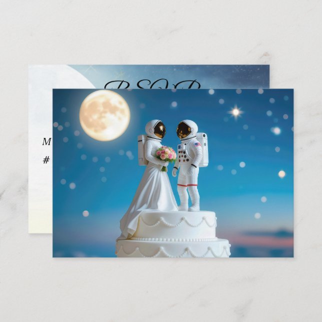 Astronautas RSVP em um Bolo de Casamento (Frente/Verso)