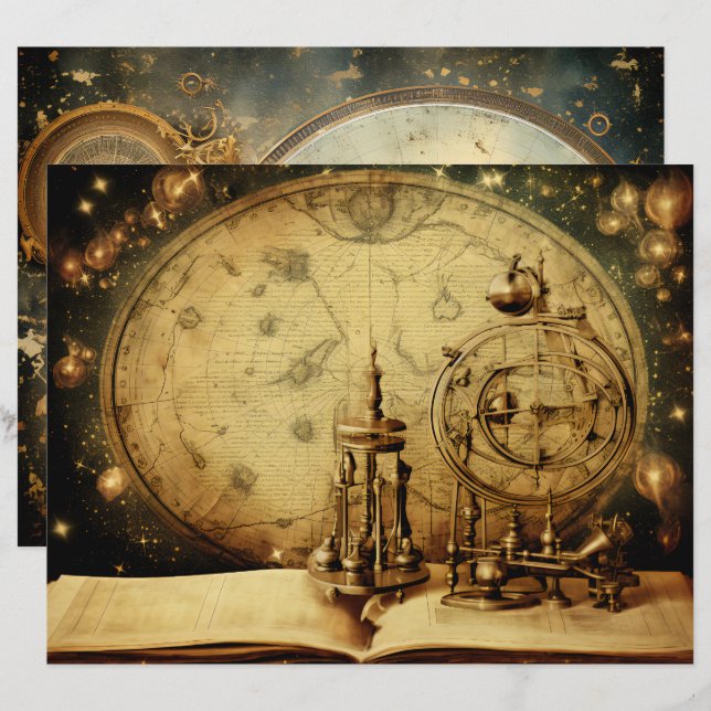 Astronomia Academia Scrapbook Paper (Frente/Verso)