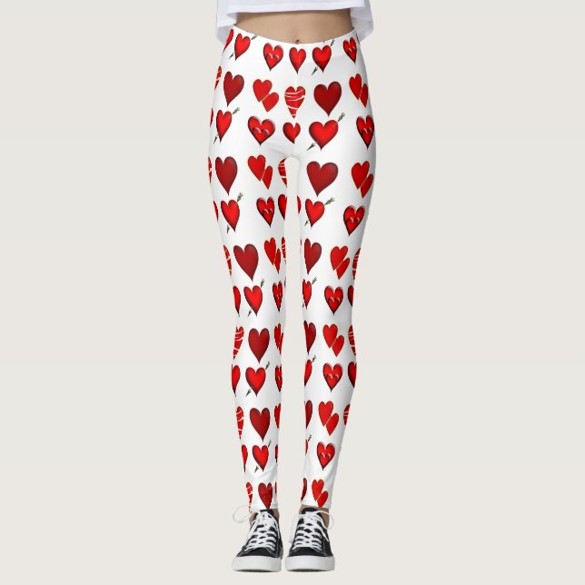 Ataque cardíaco vermelho personalizado Leggings De (Frente)