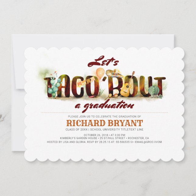 Ataque do Taco do convite da graduação da festa (Frente)