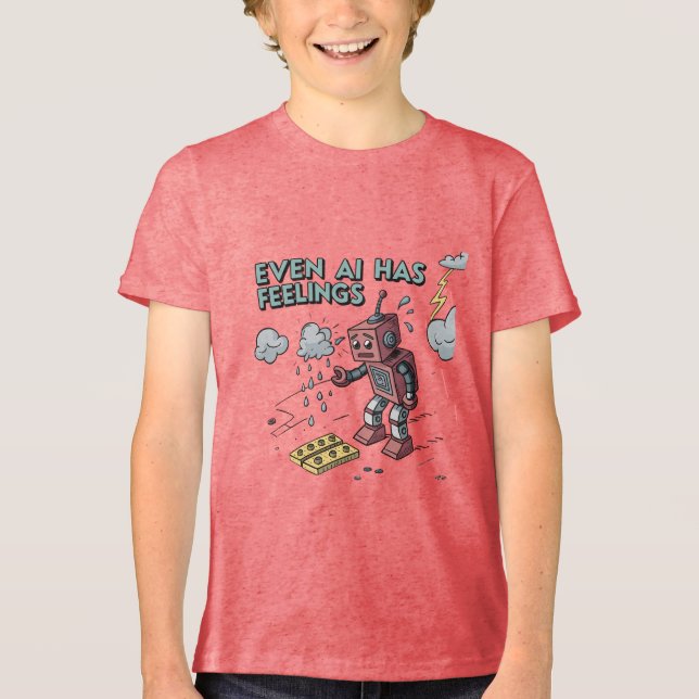 Até A IA Tem Sentimentos - Engraçado Robô Retro Te (Frente)