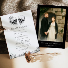Até a Morte Convite de Casamento Floral Preto Foto