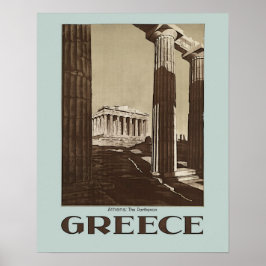 Atenas: A Poster da Viagens vintage do Parténon