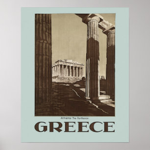 Atenas: O poster das viagens vintage da PISCINA do
