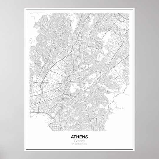 Atenas Poster Minimalista Do Mapa Da Piscina Zazzle Com Br