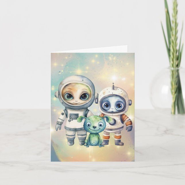 Atenção Cartões de agradecimentos plana intergalác (Frente)