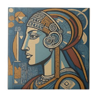 Athena - Deusa da Sabedoria no Estilo de Picasso