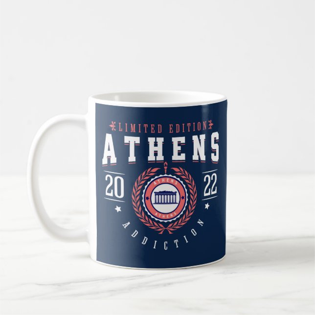 Athens Grécia Caneca de Café Esportiva da Marinha  (Esquerda)
