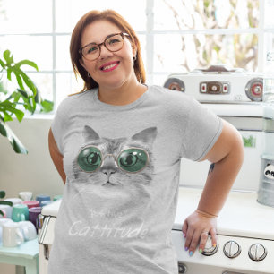Atitude Felina Positiva Camiseta Gato Engraçado Fo