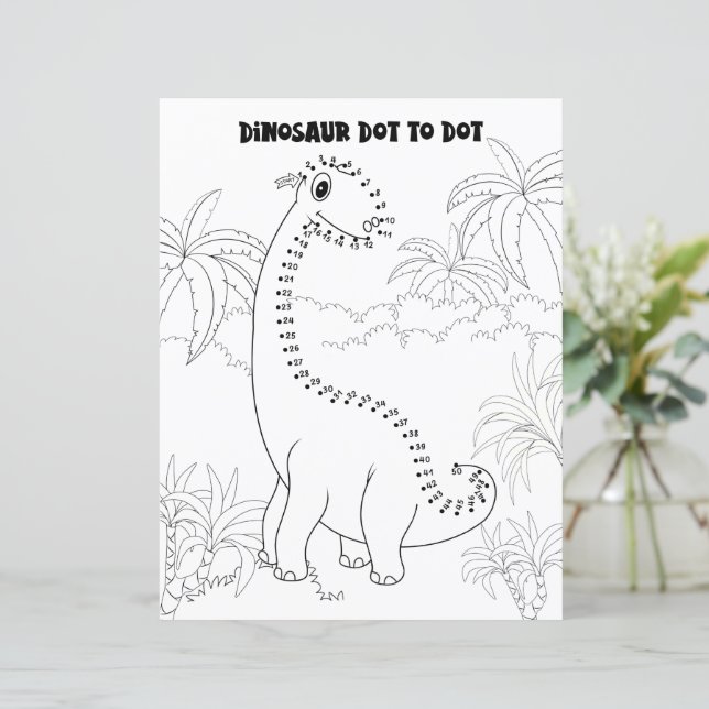 Conecte os pontos e desenhe um dinossauro fofo jogo de ponto a ponto com a  página educacional do tyrannosaurus rex para crianças