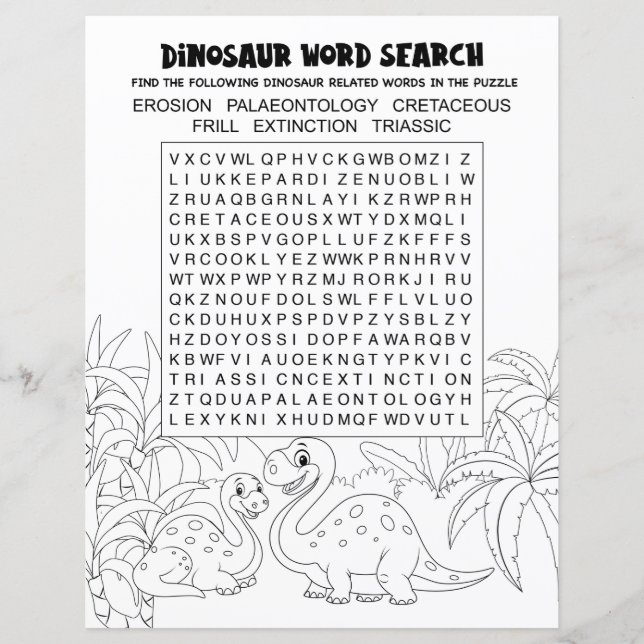 Atividade Infantil Caça-Palavras Dinossauro (Frente)