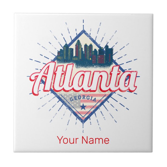 Atlanta Georgia Estados Unidos Retro Skyline (Frente)