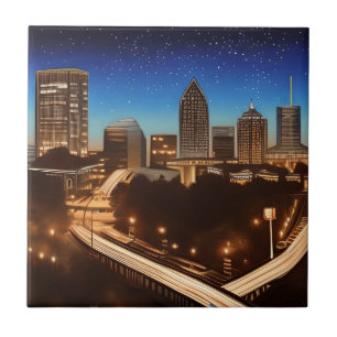 Atlanta Georgia Skyline Blue Starry Noite