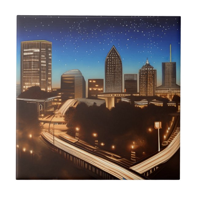 Atlanta Georgia Skyline Blue Starry Noite (Frente)