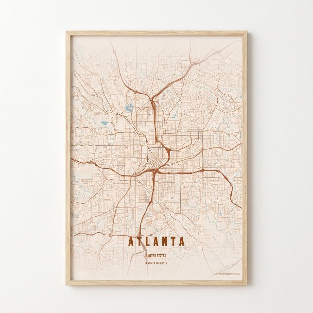 Atlanta Impressão Mapa da Cidade da Geórgia Wallar (Criador carregado)