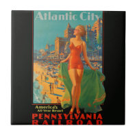 Atlantic City Beach Beauty Vintage Trabalho de art
