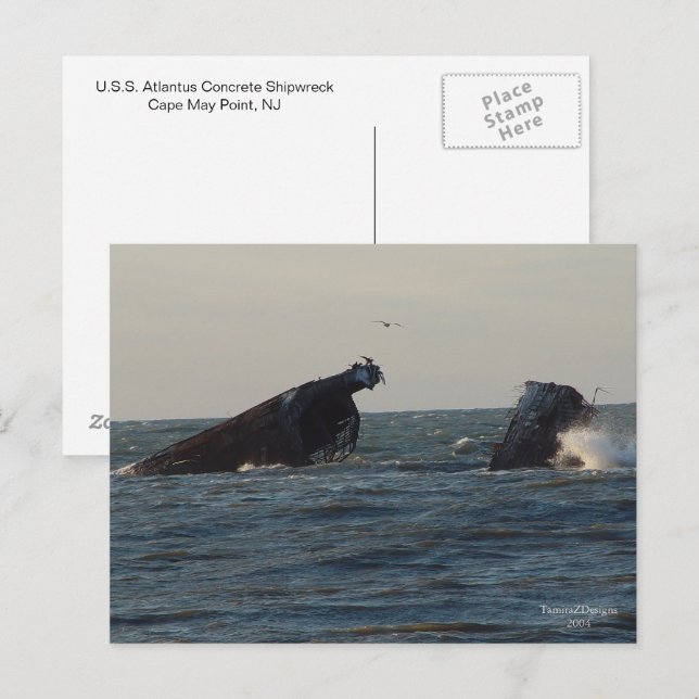 Atlantus Concrete Shipreck dos EUA, cartão postal  (Frente/Verso)