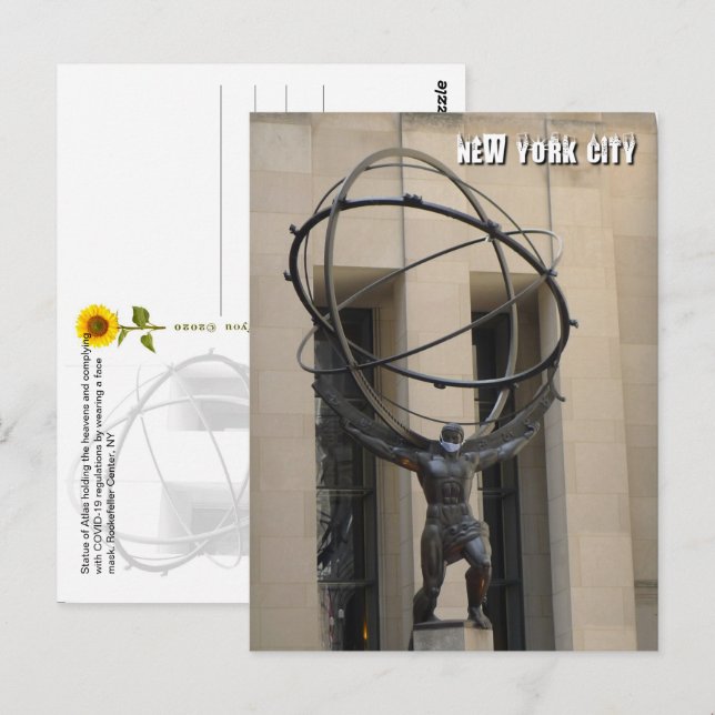 Atlas Segurando os Céus - Cartão postal NYC V (Frente/Verso)