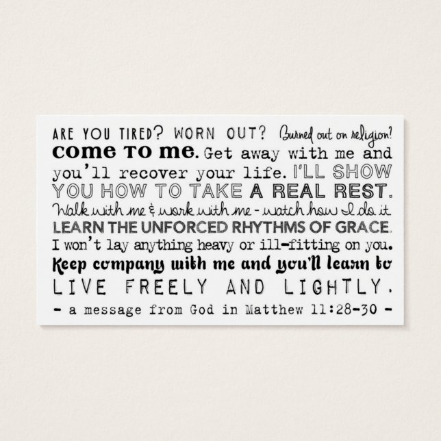 Ato planejado de gentileza cristã (P.A.C.K.) Cartã (Verso)