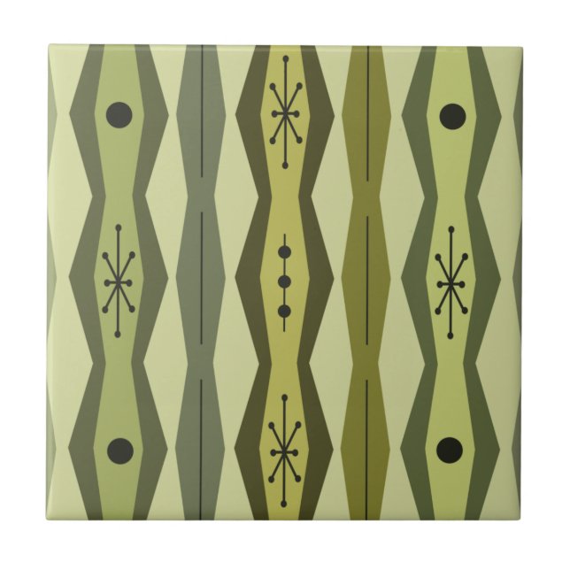 Atomic Era Abstract Columns Green Chartreuse (Frente)