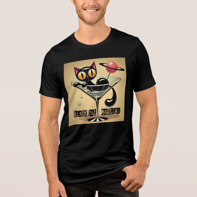Atomic Futuristic Space Age Black Cat Martini (Frente)