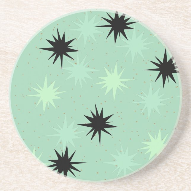 Atomic Jade & Mint Starbursts Sandstone Porta copo (Frente)